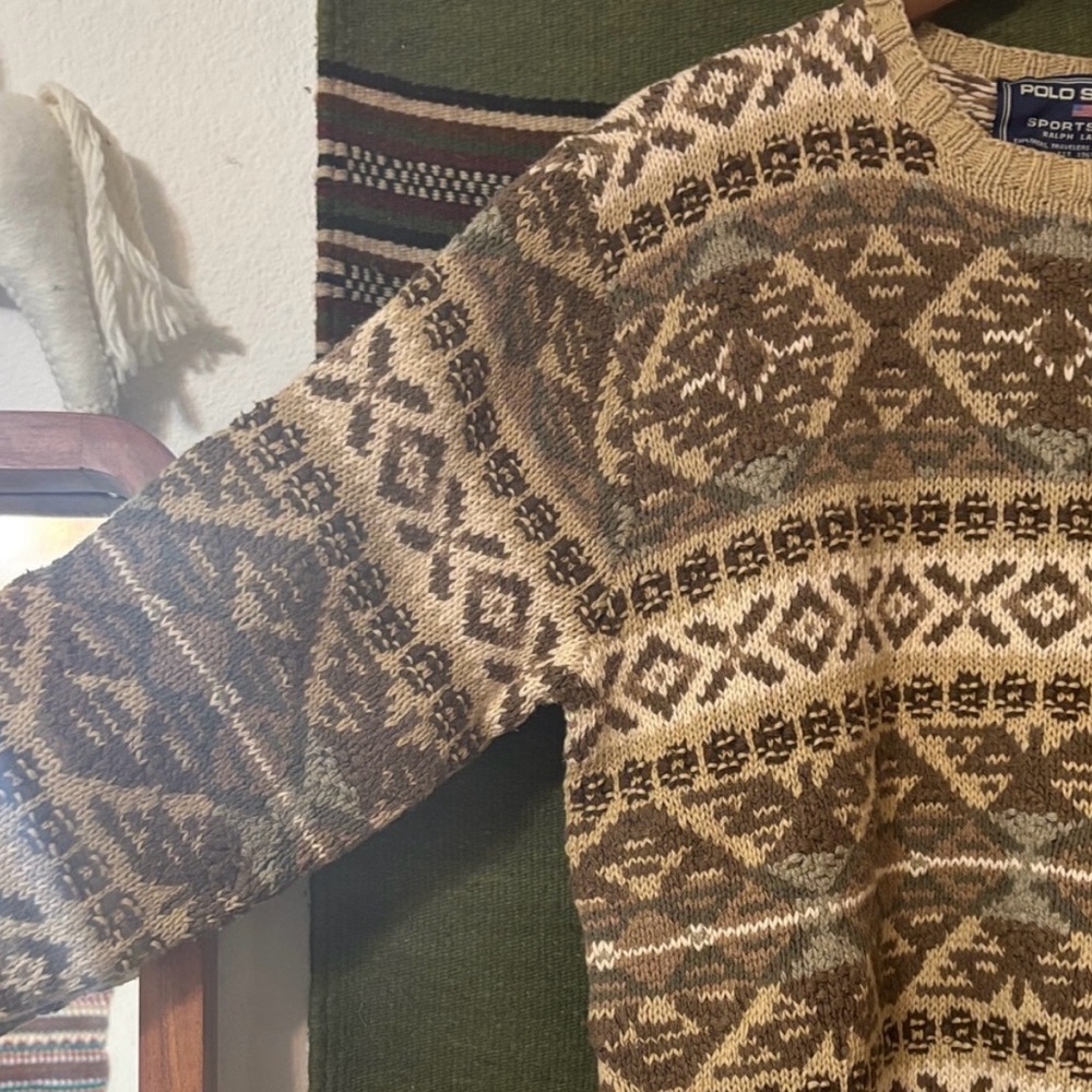 Polo Sport Ralph Lauren Vintage Patterned knit Sweater Silk linen cotton blend - Picture 5 of 16